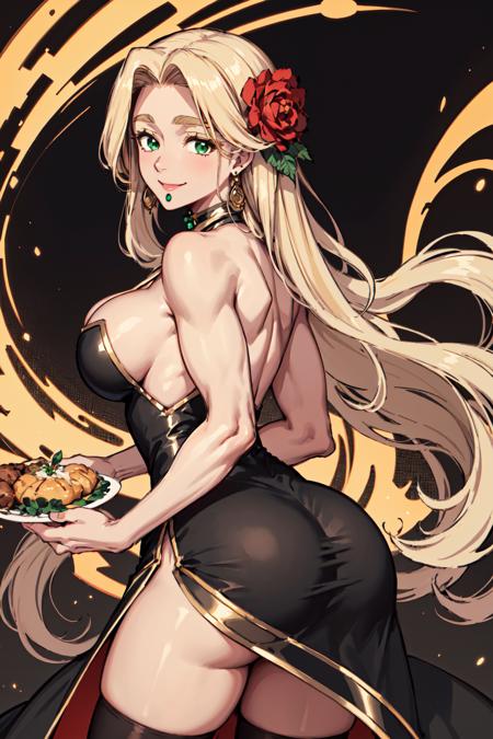 01436-2082045523-,_1girl, solo, long hair, looking at viewer, smile, green eyes, blonde hair, large breasts, hair ornament, thighhighs, dress, ho.png